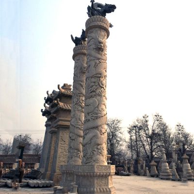 陵墓户外摆放华表龙纹柱石雕