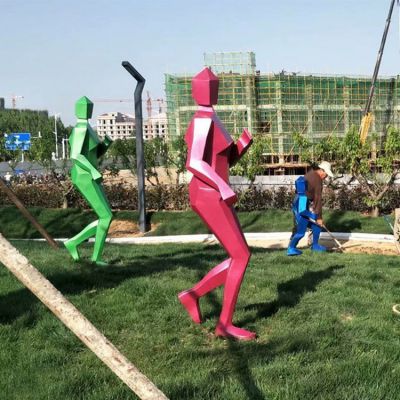 户外广场园林不锈钢几何抽象人物景观博鱼网页版