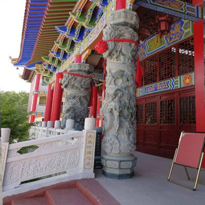 祠堂寺院大型石攀龙大理石石雕龙柱博鱼网页版