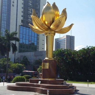 304不锈钢莲花博鱼网页版定做金属 公园城市广场大型摆件