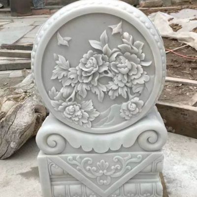 景观中式青石门墩 圆形抱鼓石博鱼网页版