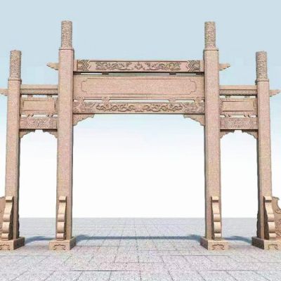 天然砂岩雕刻新中式简易三门楼牌坊博鱼网页版