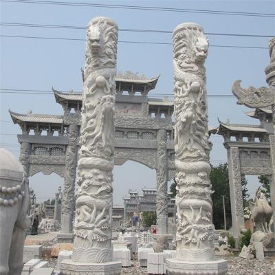 浮雕盘龙大理石石雕龙柱博鱼网页版