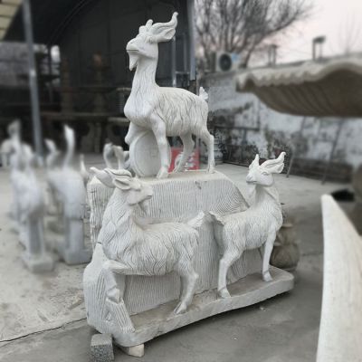 大理石石雕园林景观户外大型三羊开泰