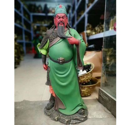 寺院摆放玻璃钢喷漆关公雕像
