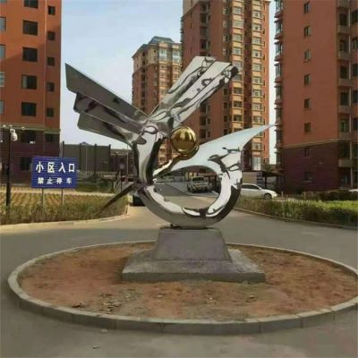 大型镜面抽象园林景观不锈钢标志博鱼网页版