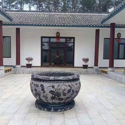 庭院养鱼种花青石石雕鱼缸摆件