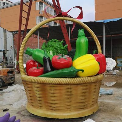 公园玻璃钢防晒蔬菜菜篮景观美陈摆件