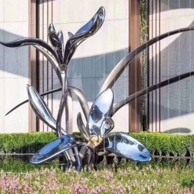 酒店花园不锈钢镜面抽象花朵