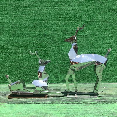 不锈钢抽象镜面户外园林景观鹿博鱼网页版