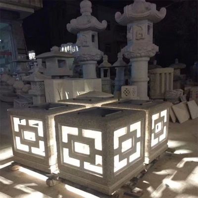 园林广场道路太阳能石板照明地灯青石雕刻摆放