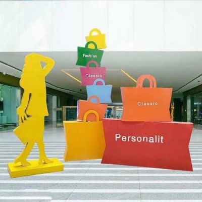 不锈钢几何剪影抽象购物人博鱼网页版