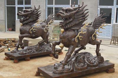 麒麟博鱼网页版-户外广场大型景观不锈钢仿铜麒麟博鱼网页版