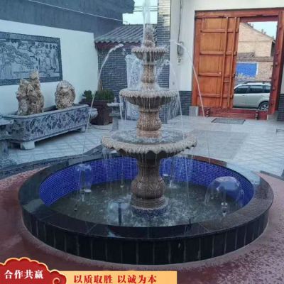 景观欧式流水泉摆件公园花岗岩石雕喷泉博鱼网页版