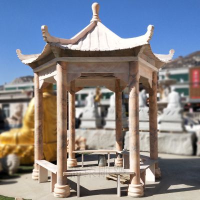 小区广场摆放花岗岩凉亭休闲座椅