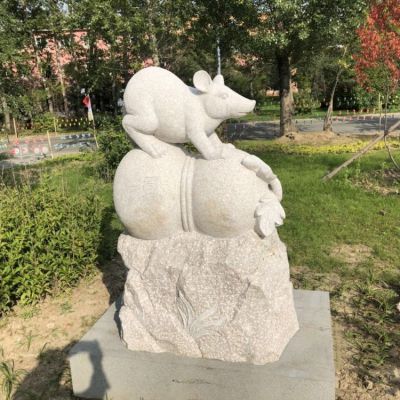 老鼠，十二生肖动物石雕摆件