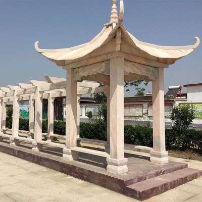 庭院小区别墅大理石石雕长廊凉亭摆件