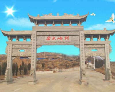 农村村口装饰摆放青石雕刻门楼牌坊博鱼网页版