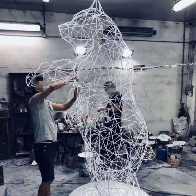 户外金属拉丝网格不锈钢抽象熊博鱼网页版