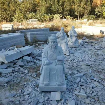 土地公公石雕像，小型坐姿土地爷