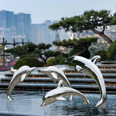 喷泉水景摆件不锈钢镜面海豚博鱼网页版