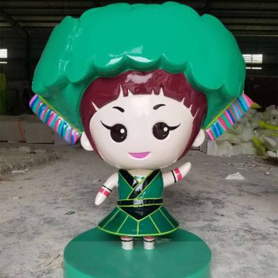 玻璃钢卡通少数民族少女游乐园装饰公仔摆件