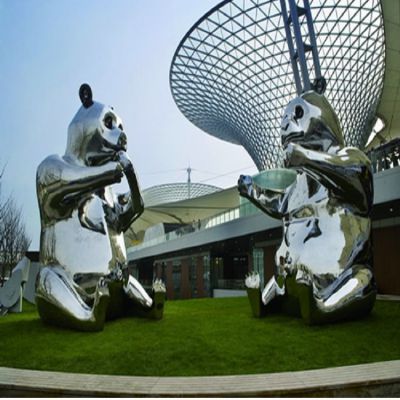 不锈钢镜面户外景区街道大型抽象动物熊猫博鱼网页版