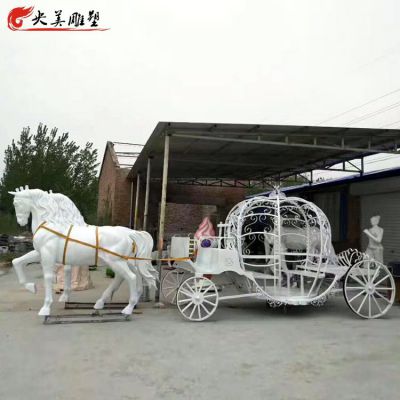 景点小区 摆放玻璃钢马拉不锈钢镂空南瓜车博鱼网页版