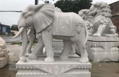 户外景区大型大理石石雕大象博鱼网页版