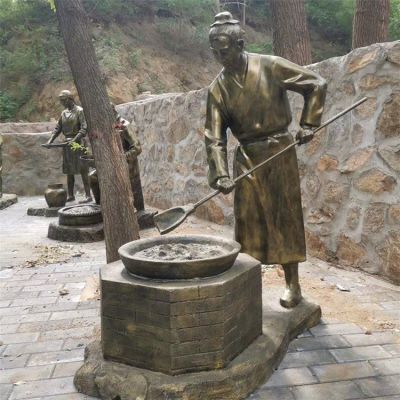 园林摆放玻璃钢仿铜中药文化古人制药小品博鱼网页版