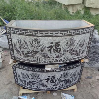 大理石天然椭圆浮雕荷花缸家用流水壁盆博鱼网页版