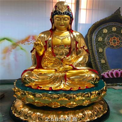 不锈钢漆金大型景观寺庙观音博鱼网页版