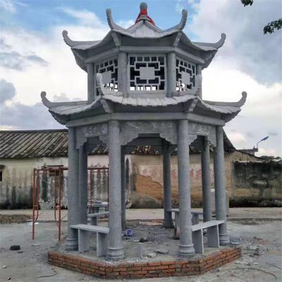 仿古建二层村庄广场摆放休息凉亭