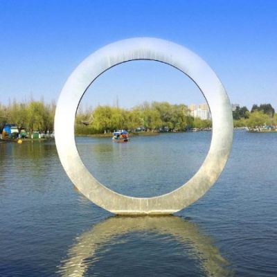 不锈钢几何水景圆环摆件