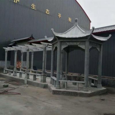 公园景区大理石石雕户外园林六角凉亭博鱼网页版