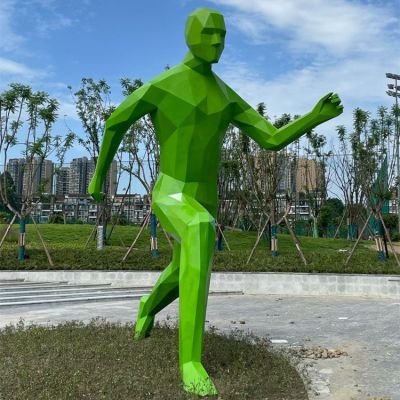 公园草地玻璃钢彩绘绿色跑步抽象人物博鱼网页版