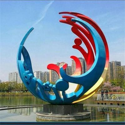 户外公园大型不锈钢彩绘园林圆环