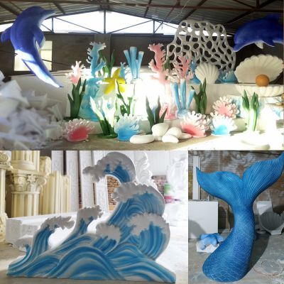 泡雕海洋鱼尾道具舞台背景欧式造型