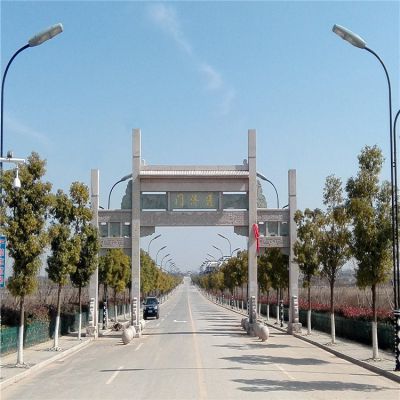 城市街道摆放大理石雕刻新中式三门简易牌坊