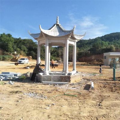 公园景区大理石古建六角休息凉亭
