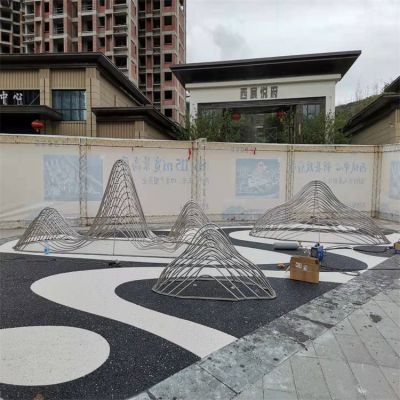 喷泉水景摆件不锈钢金属假山