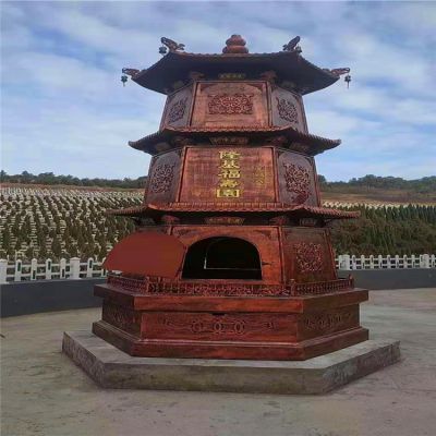 铸铜佛教寺院摆放化宝焚经佛塔香炉