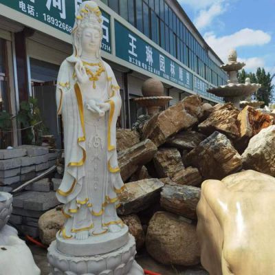 玻璃钢彩绘户外园林寺庙立式观世音博鱼网页版摆件