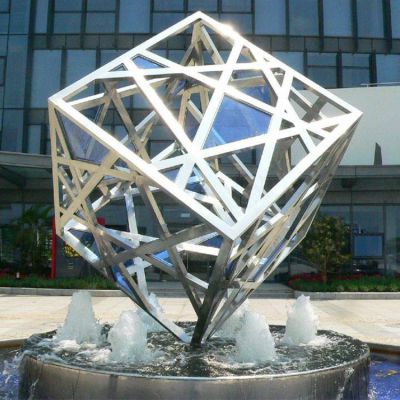 不锈钢镂空金属创意魔方景观摆件