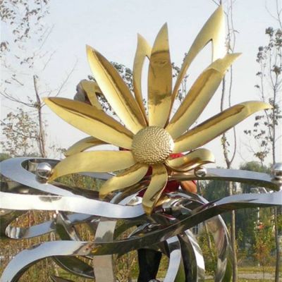 镜面不锈钢几何创意莲花摆件