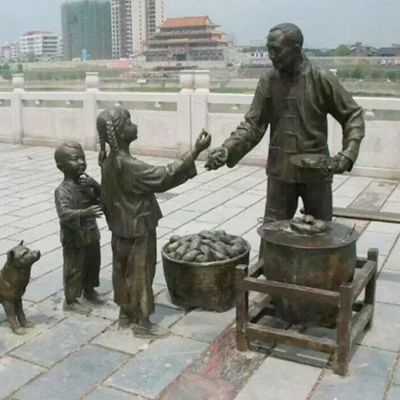 民俗小品玻璃钢仿铜卖红薯的人物景观
