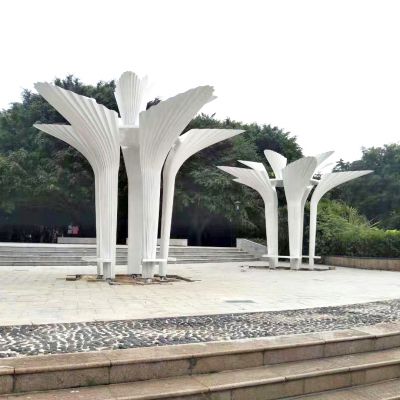 广场公园玻璃钢扇形创意休闲区凉亭