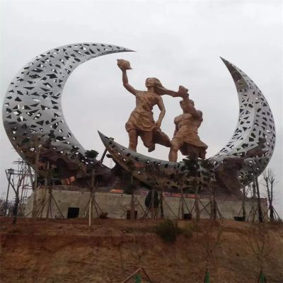 广场大型不锈钢镂空月亮