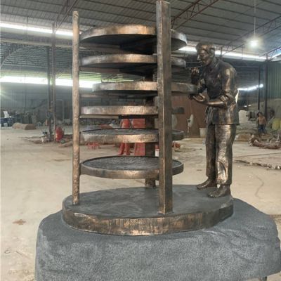 茶文化民俗玻璃钢仿铜晒茶人物小品博鱼网页版茶园摆件