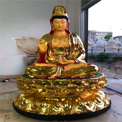 玻璃钢彩绘大型贴金观音博鱼网页版